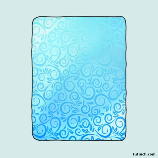 Vintage Damask Sky Blue Design Fleece Blanket 1