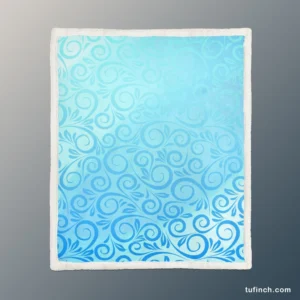 Vintage Damask Sky Blue Design Sherpa Fleece Blanket 1