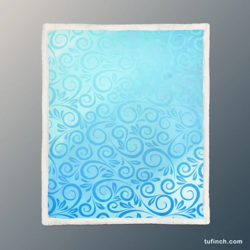 Vintage Damask Sky Blue Design Sherpa Fleece Blanket 1