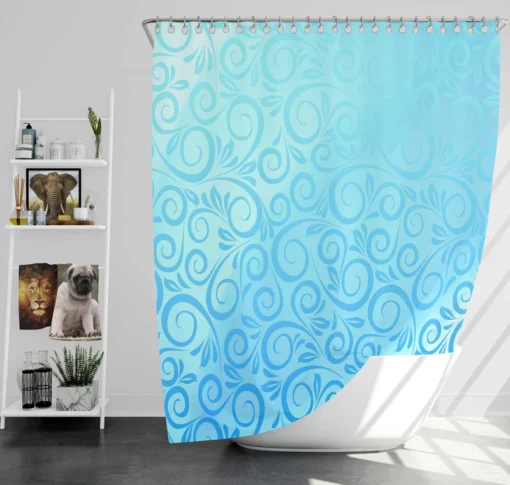 Vintage Damask Sky Blue Design Shower Curtain