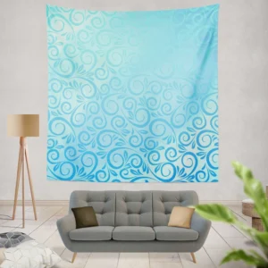 Vintage Damask Sky Blue Design Wall Tapestry