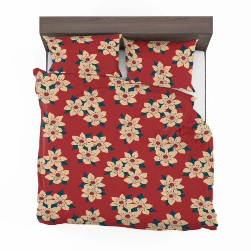 Vintage Ditsy Floral Red Background Bedding Set 2