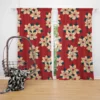 Vintage Ditsy Floral Red Background Curtain