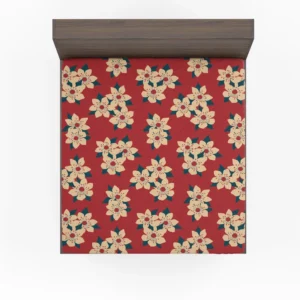 Vintage Ditsy Floral Red Background Fitted Sheet