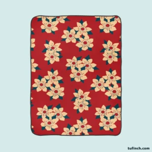 Vintage Ditsy Floral Red Background Fleece Blanket 1