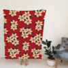 Vintage Ditsy Floral Red Background Fleece Blanket