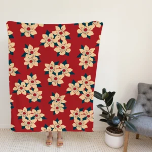 Vintage Ditsy Floral Red Background Fleece Blanket