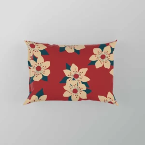 Vintage Ditsy Floral Red Background Pillow Case