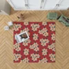 Vintage Ditsy Floral Red Background Rug