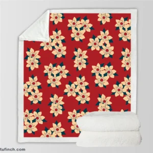 Vintage Ditsy Floral Red Background Sherpa Fleece Blanket