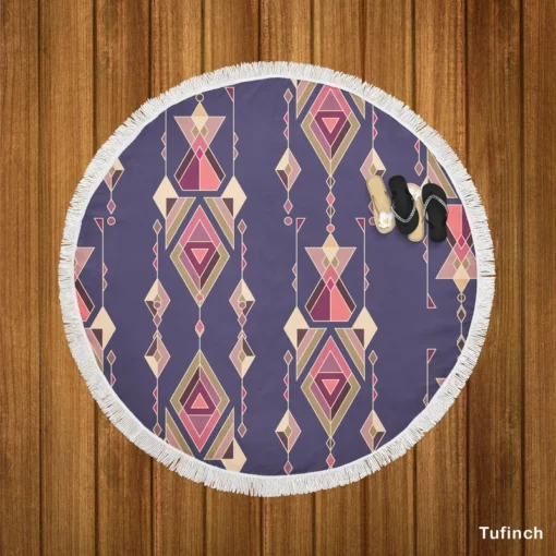 Vintage Ethnic Design Round Beach Towel