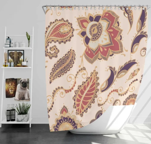 Vintage Ethnic Floral Paisley Shower Curtain