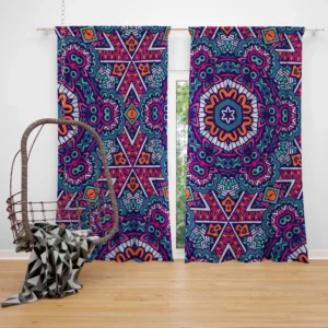 Vintage Ethnic Geometric Mosaic Pattern Curtain