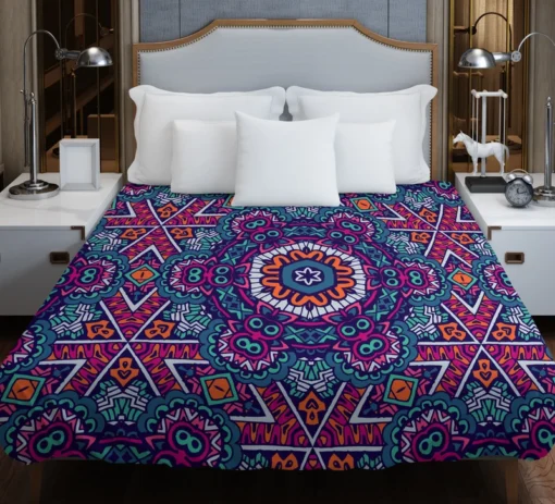 Vintage Ethnic Geometric Mosaic Pattern Duvet Cover