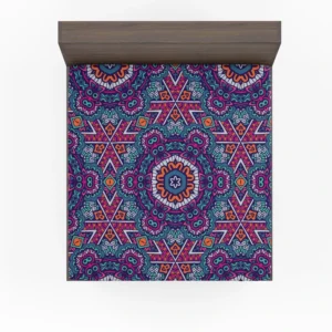 Vintage Ethnic Geometric Mosaic Pattern Fitted Sheet