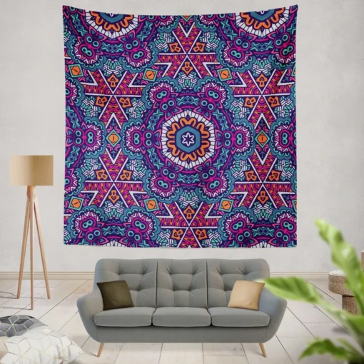 Vintage Ethnic Geometric Mosaic Pattern Wall Tapestry