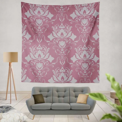 Vintage Floral Damask Pattern Wall Tapestry