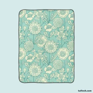 Vintage Floral Doodle Fleece Blanket 1