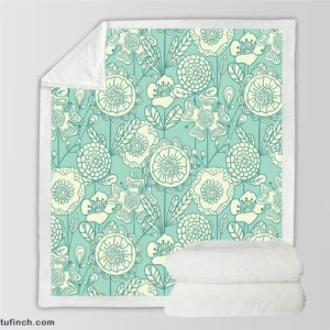 Vintage Floral Doodle Sherpa Fleece Blanket