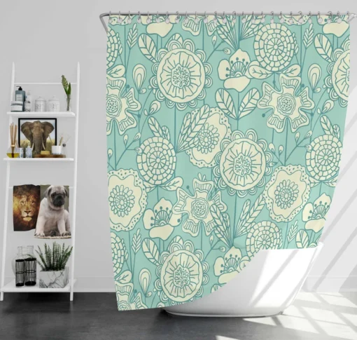 Vintage Floral Doodle Shower Curtain