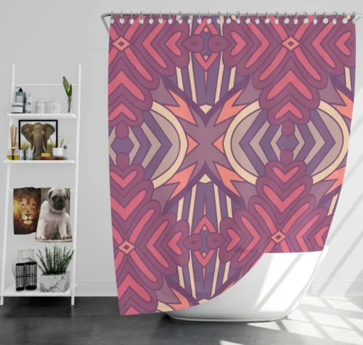 Vintage Floral Geometric Ethnic Design Shower Curtain