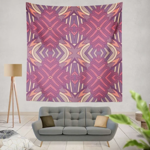 Vintage Floral Geometric Ethnic Design Wall Tapestry