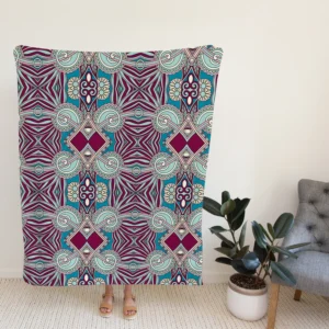 Vintage Floral Geometry Design Fleece Blanket