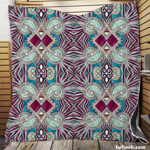 Vintage Floral Geometry Design Quilt Blanket