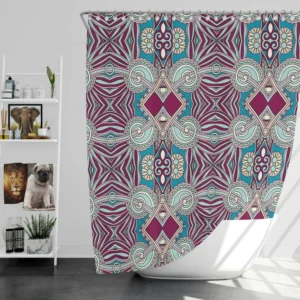 Vintage Floral Geometry Design Shower Curtain