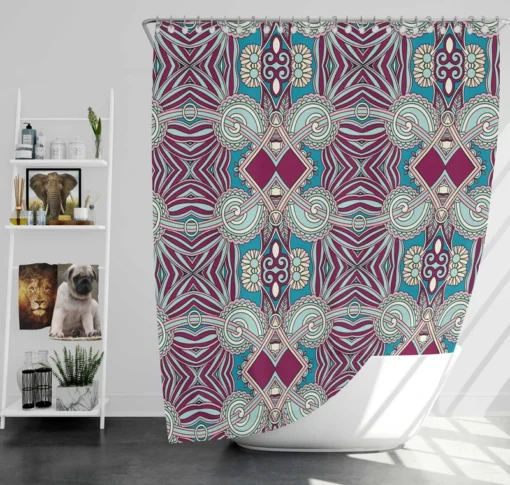 Vintage Floral Geometry Design Shower Curtain