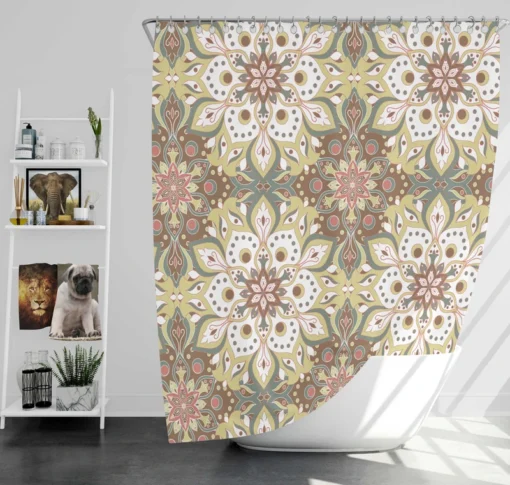 Vintage Floral Islamic Pattern Shower Curtain