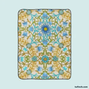 Vintage Flower Ornament Seamless Pattern Fleece Blanket 1