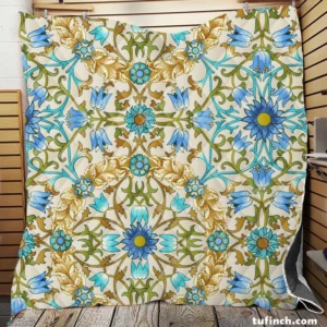 Vintage Flower Ornament Seamless Pattern Quilt Blanket