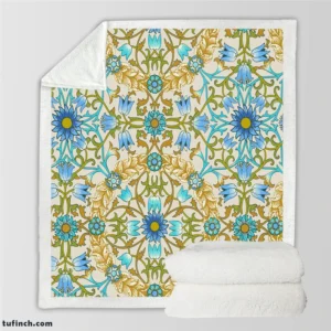 Vintage Flower Ornament Seamless Pattern Sherpa Fleece Blanket