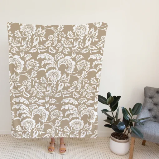 Vintage Flowers Pattern Fleece Blanket