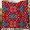 Vintage Folk Flowers Pattern Quilt Blanket