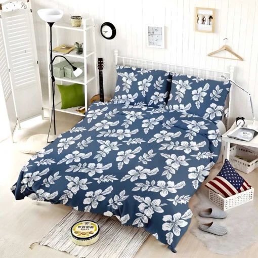 Vintage Hibiscus Flower Pattern Bedding Set