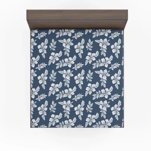 Vintage Hibiscus Flower Pattern Fitted Sheet