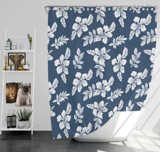 Vintage Hibiscus Flower Pattern Shower Curtain