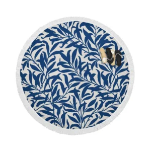 Vintage Leaf Seamless Pattern Round Beach Towel