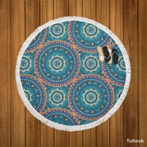 Vintage Mandala Pattern Round Beach Towel