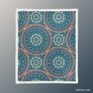 Vintage Mandala Pattern Sherpa Fleece Blanket 1