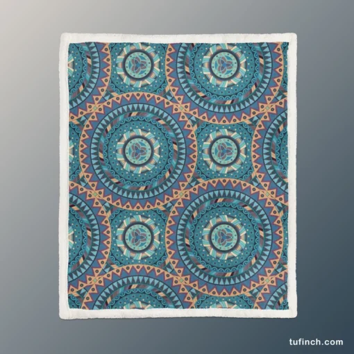 Vintage Mandala Pattern Sherpa Fleece Blanket 1