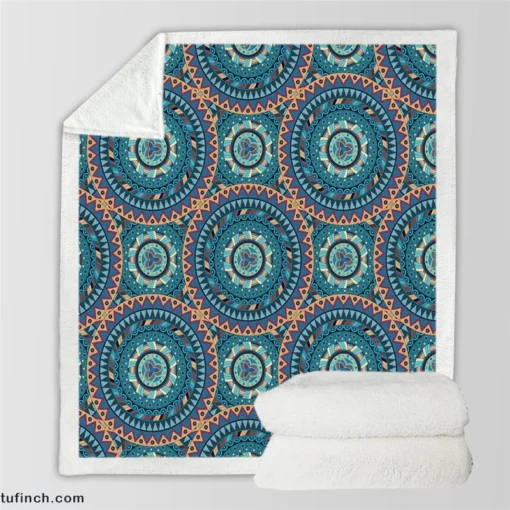 Vintage Mandala Pattern Sherpa Fleece Blanket