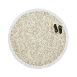 Vintage Ornamental Floral Background Round Beach Towel