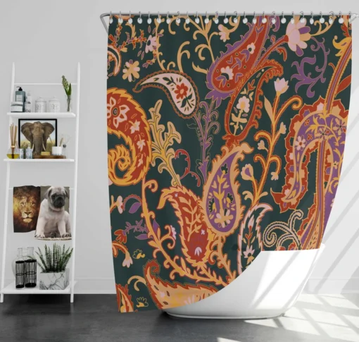 Vintage Paisley Floral Pattern Shower Curtain