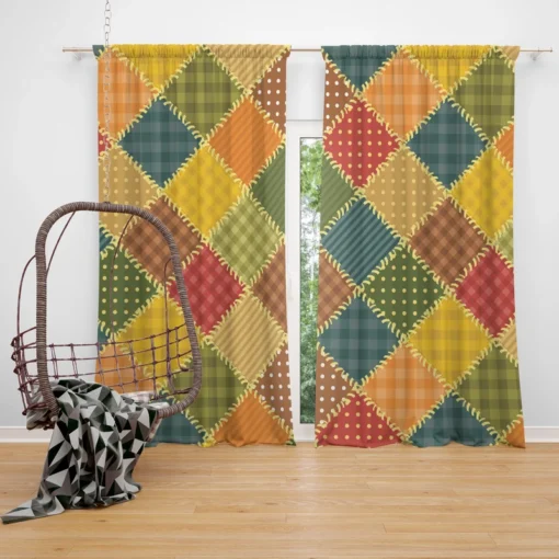 Vintage Patchwork Background Curtain