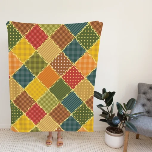 Vintage Patchwork Background Fleece Blanket