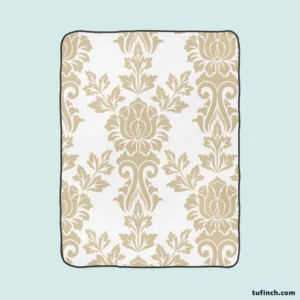 Vintage Rococo Damask Pattern Fleece Blanket 1