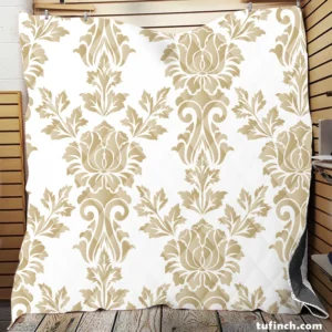 Vintage Rococo Damask Pattern Quilt Blanket